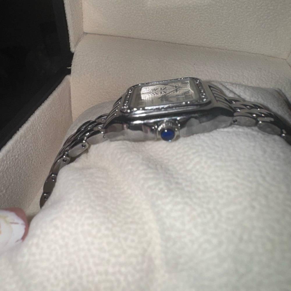 brand new Women Silver tone Stainless steel Rhinestone Bezel Square Watch - Picture 3 of 12